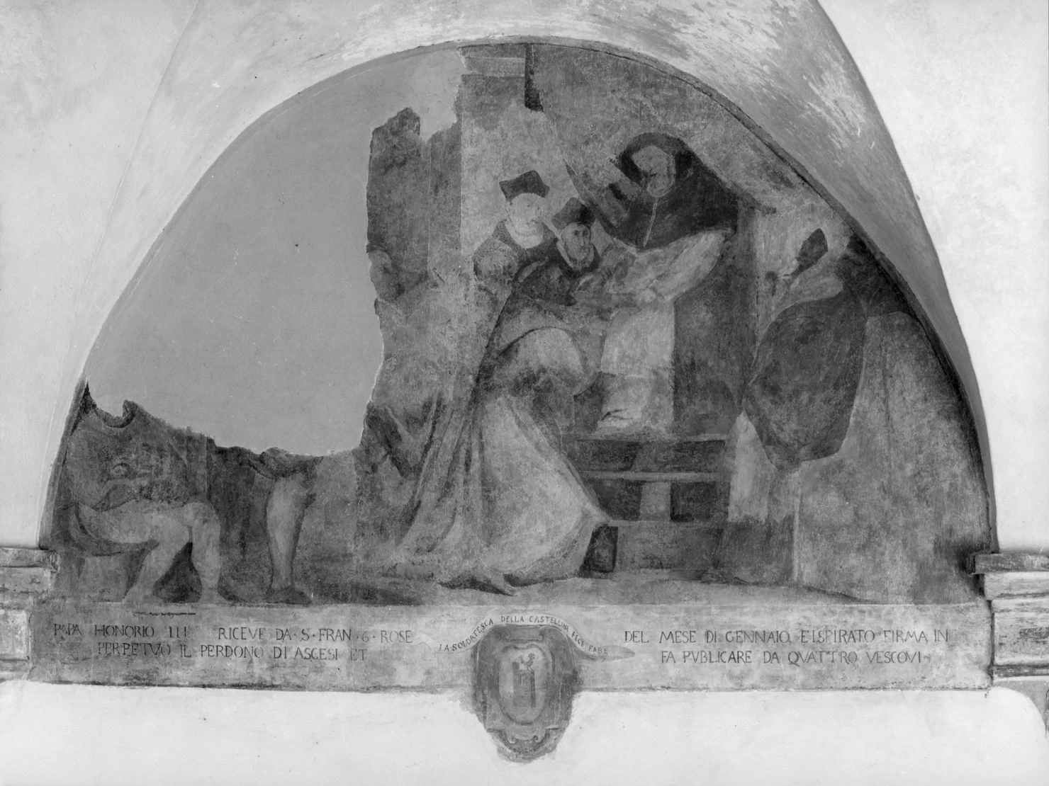 San Francesco d'Assisi dona sei rose a papa Onorio III - Poggibonsi, Siena